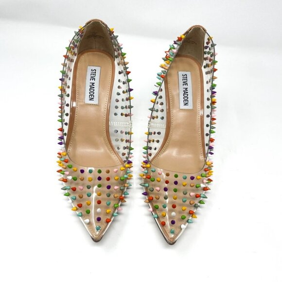 Steve Madden Vala Luiza Multi Color Rainbow Spike Pump Heel Size 6.5 - Picture 5 of 9